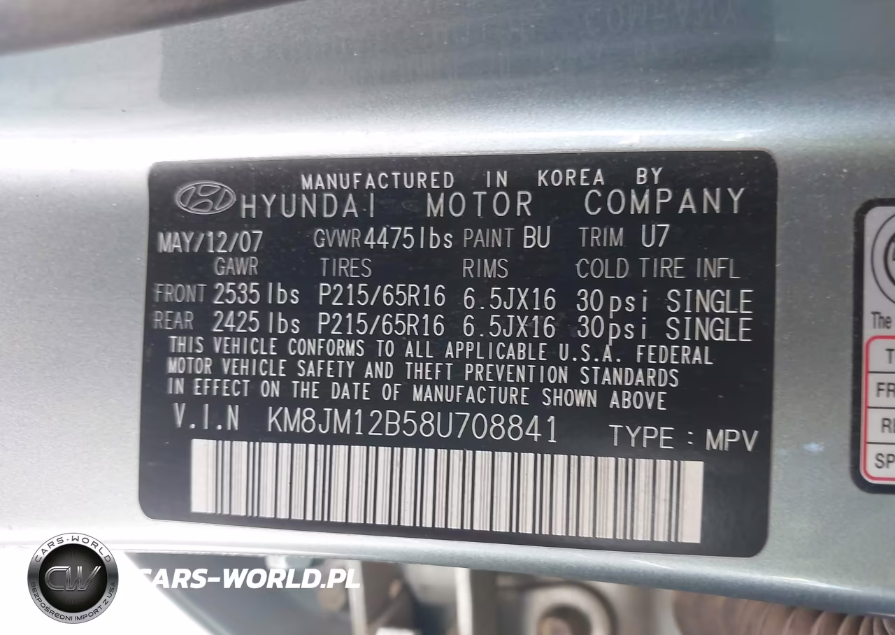 2008 Hyundai Tucson Gls VIN:KM8JM12B58U708841 - 9