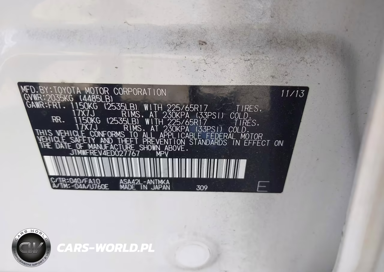 2014 Toyota Rav4 Xle VIN:JTMWFREV4ED027767 - 9