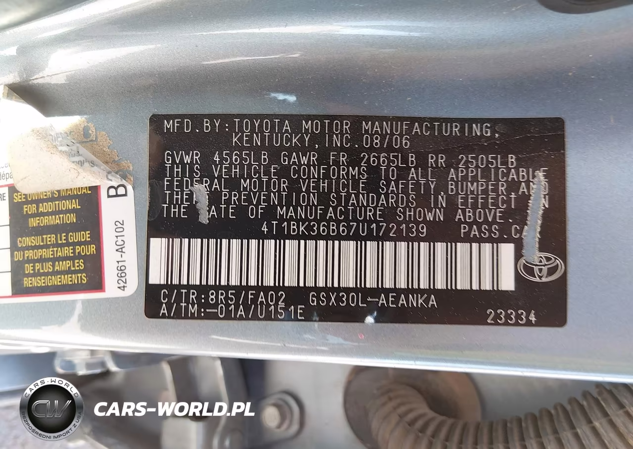 2007 Toyota Avalon Xl VIN:4T1BK36B67U172139 - 9