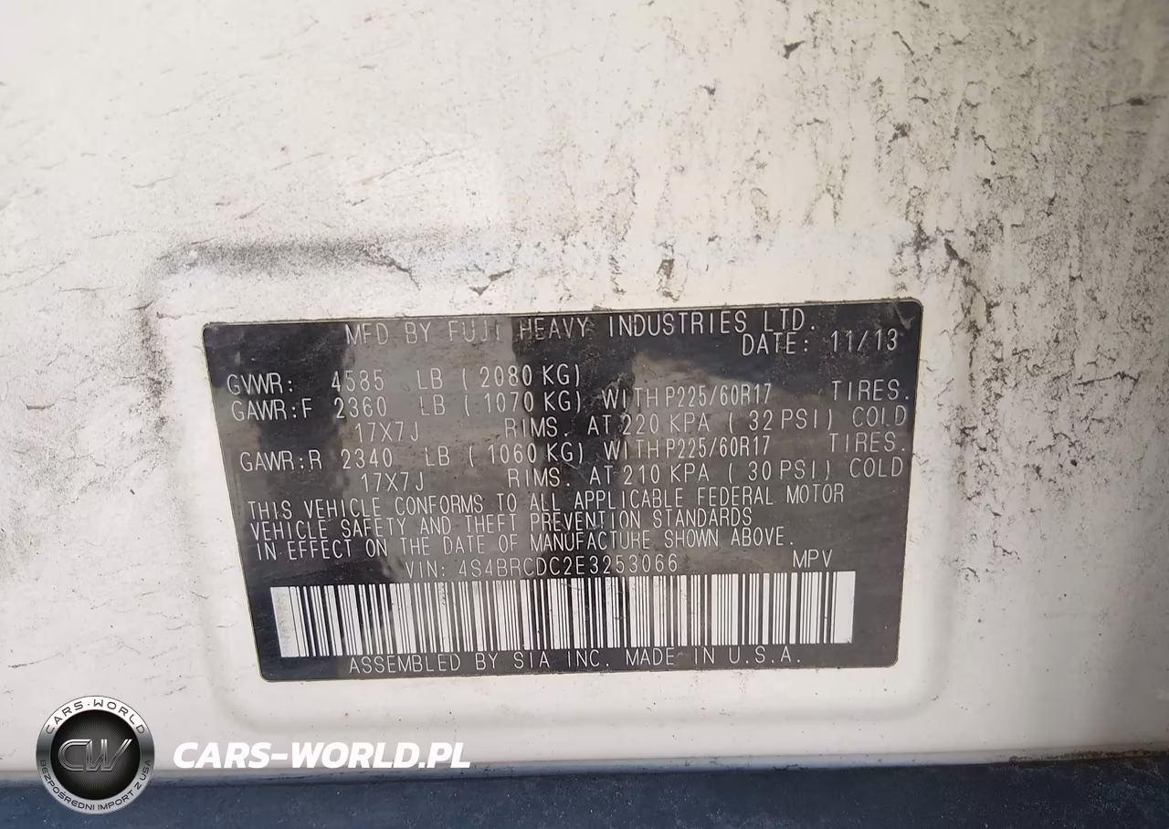 2014 Subaru Outback 2.5I Premium VIN:4S4BRCDC2E3253066 - 9