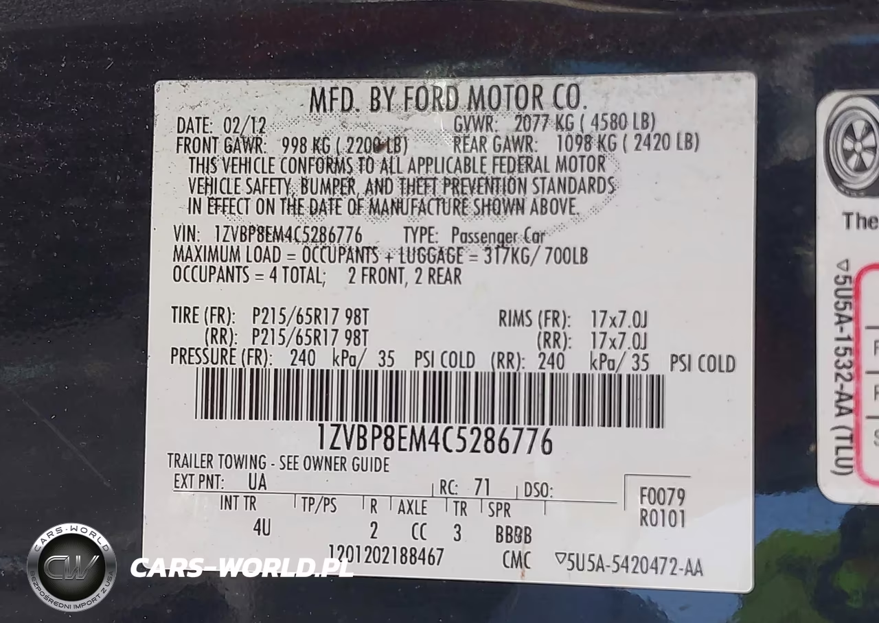 2012 Ford Mustang V6 Premium VIN:1ZVBP8EM4C5286776 - 9