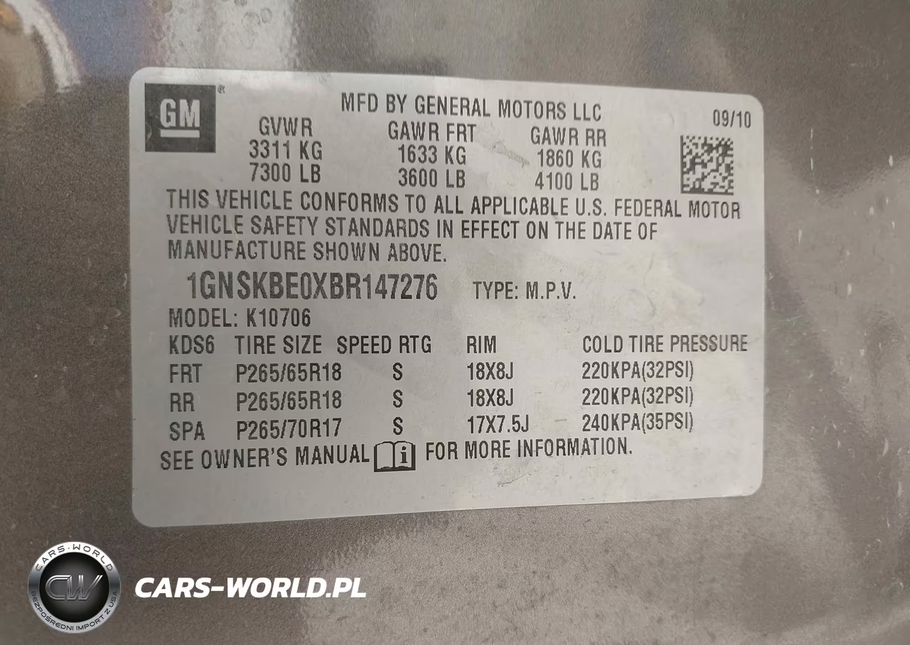 2011 Chevrolet Tahoe Lt VIN:1GNSKBE0XBR147276 - 9