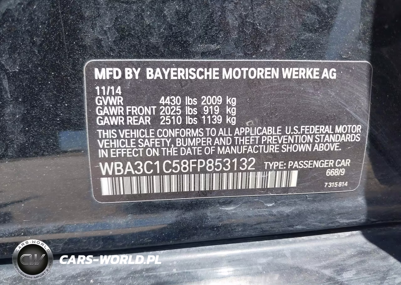 2015 BMW 328I VIN:WBA3C1C58FP853132 - 5