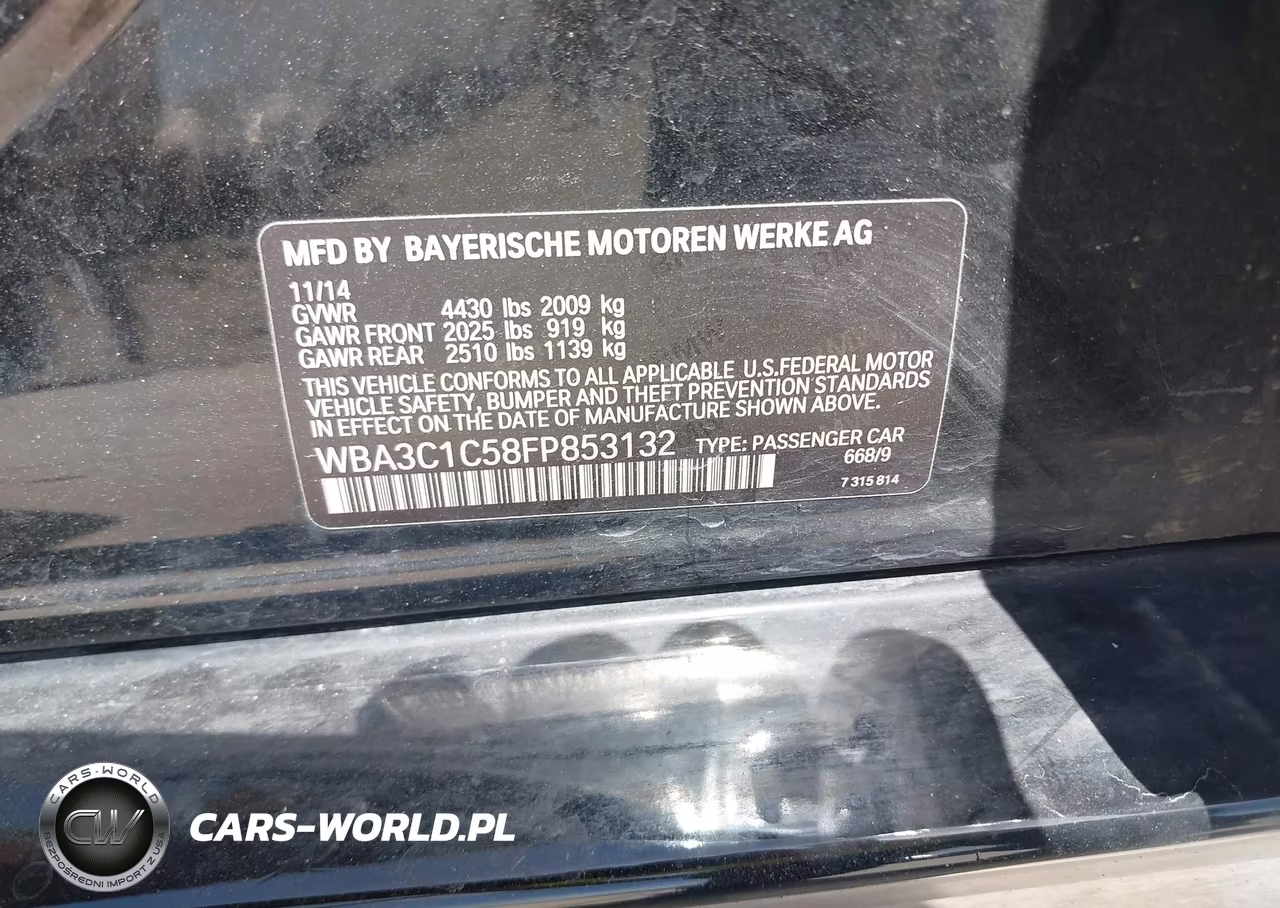 2015 BMW 328I VIN:WBA3C1C58FP853132 - 9