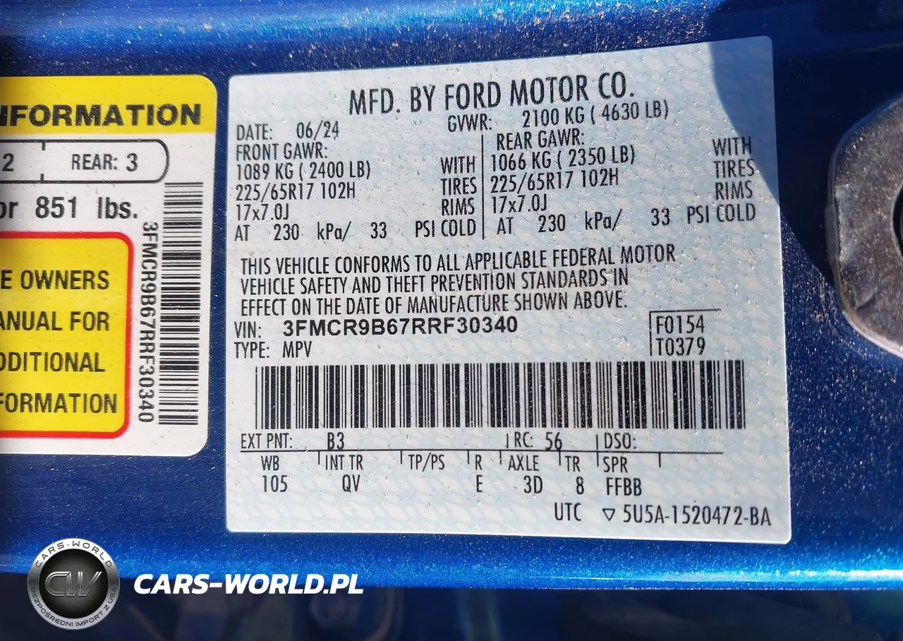 2024 Ford Bronco Sport Big Bend VIN:3FMCR9B67RRF30340 - 9