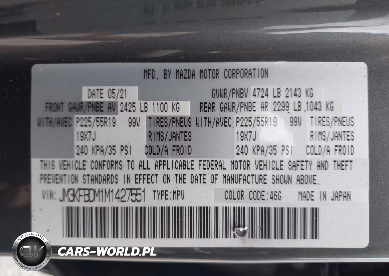 2021 Mazda Cx-5 Grand Touring VIN:JM3KFBDM1M1427551 - 9