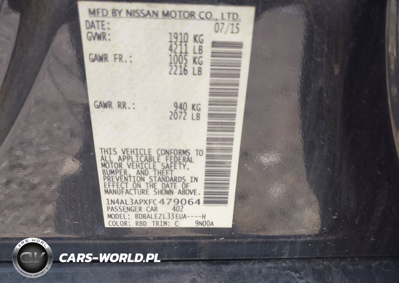 2015 Nissan Altima 2.5 S VIN:1N4AL3APXFC479064 - 9