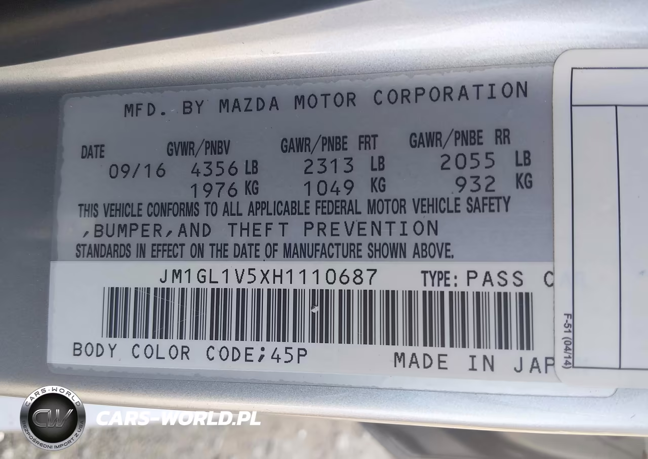 2017 Mazda Mazda6 Touring VIN:JM1GL1V5XH1110687 - 9