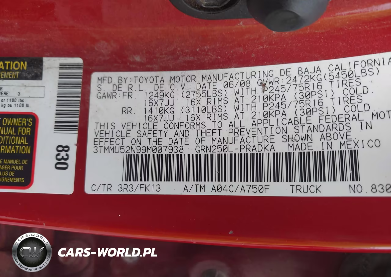 2009 Toyota Tacoma Base V6 VIN:3TMMU52N99M007938 - 9