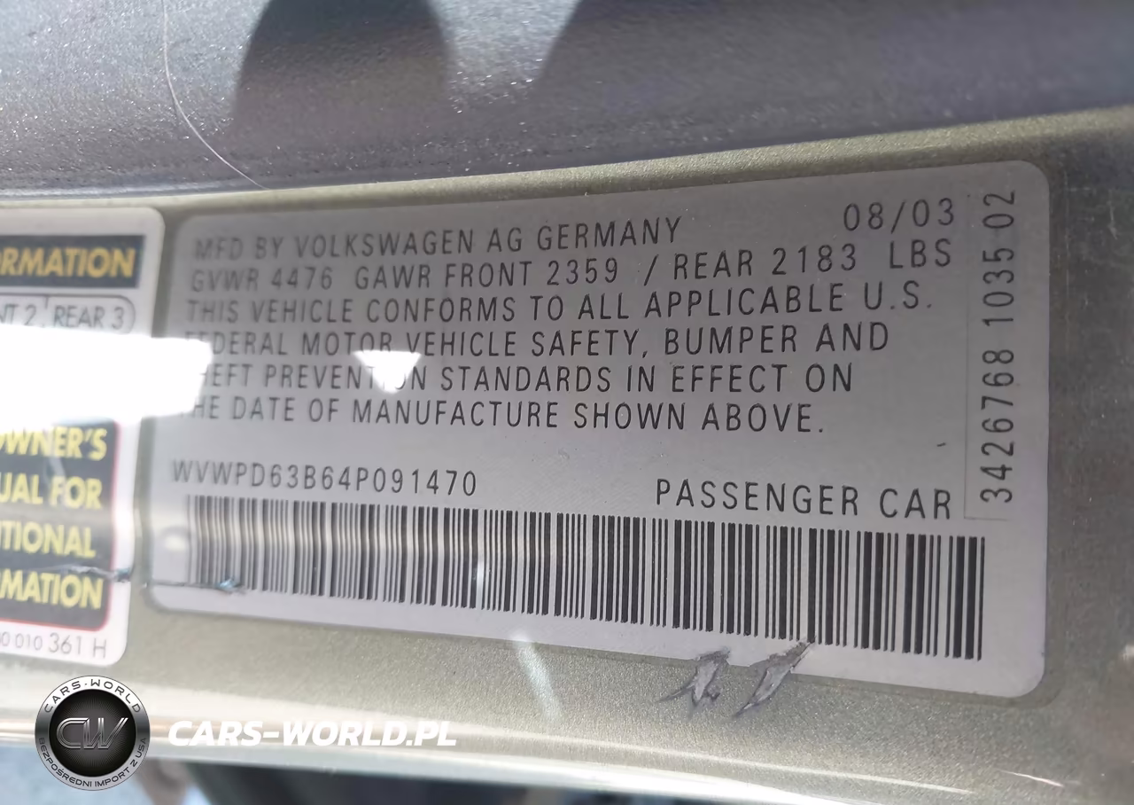 2004 Volkswagen Passat Gls VIN:WVWPD63B64P091470 - 9