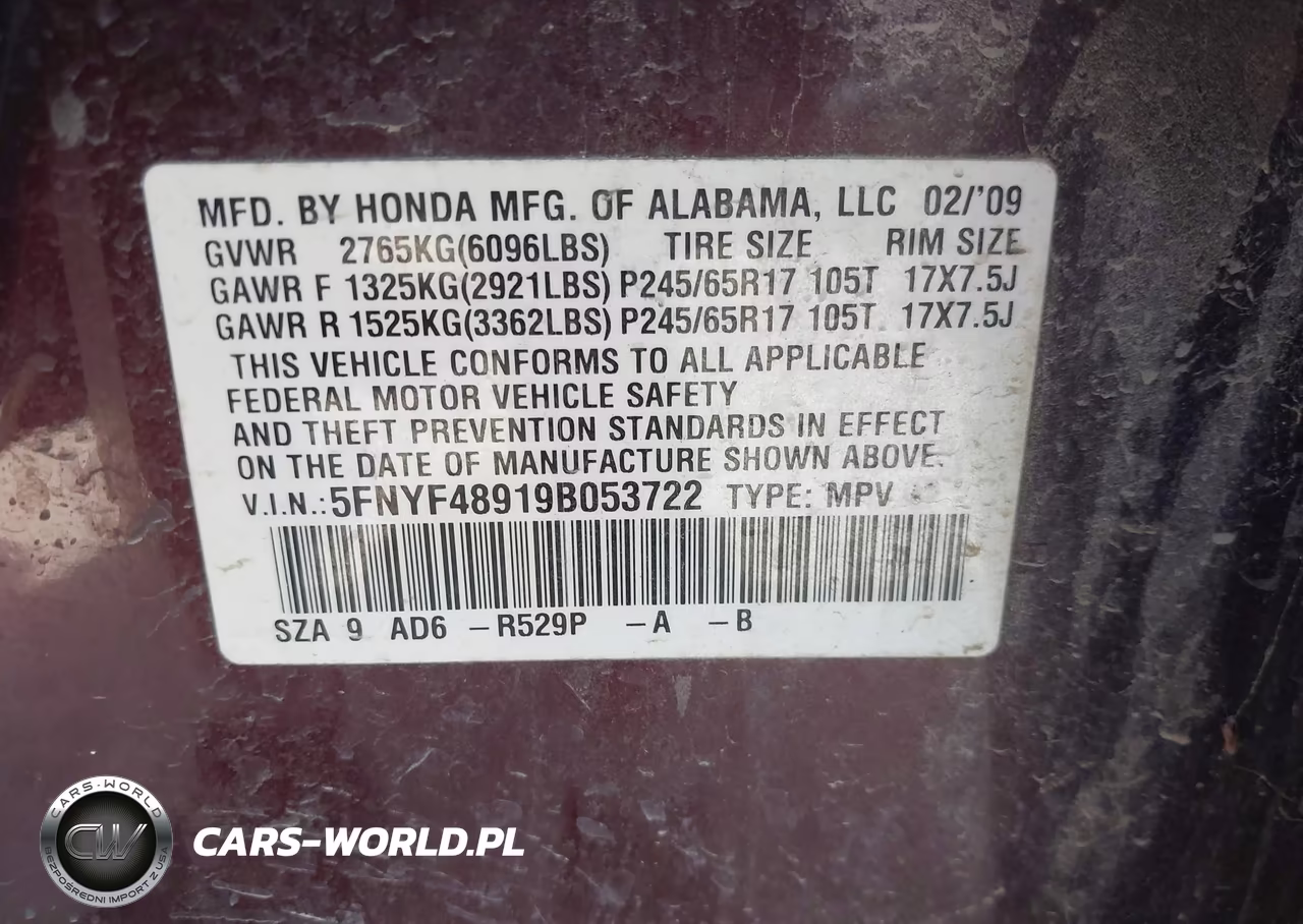 2009 Honda Pilot Touring VIN:5FNYF48919B053722 - 9