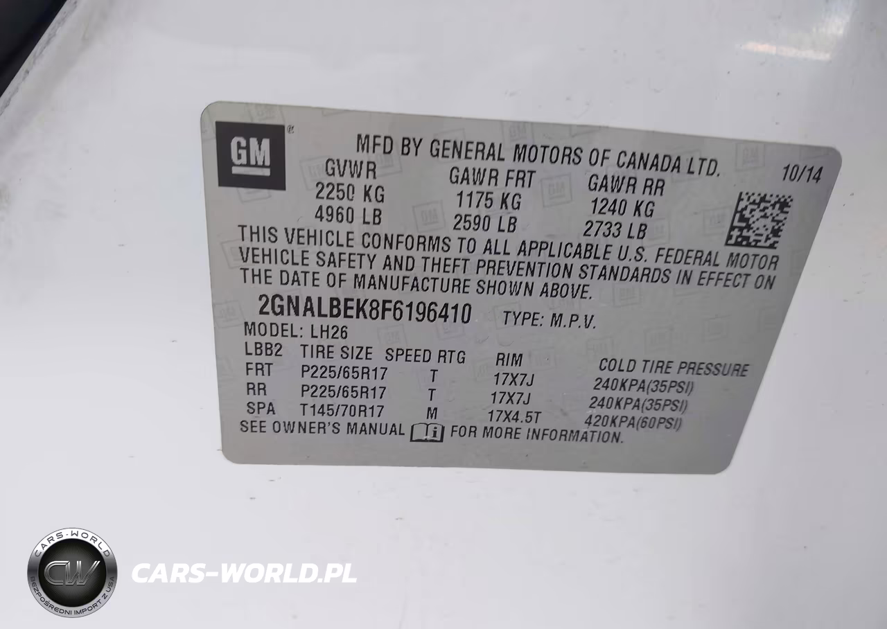 2015 Chevrolet Equinox Lt VIN:2GNALBEK8F6196410 - 9