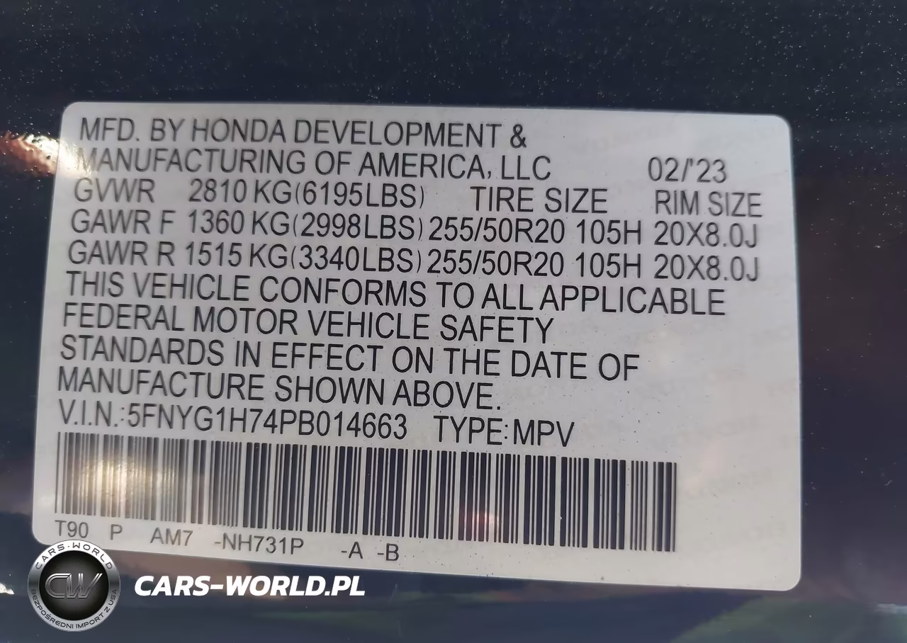 2023 Honda Pilot Awd Touring VIN:5FNYG1H74PB014663 - 9