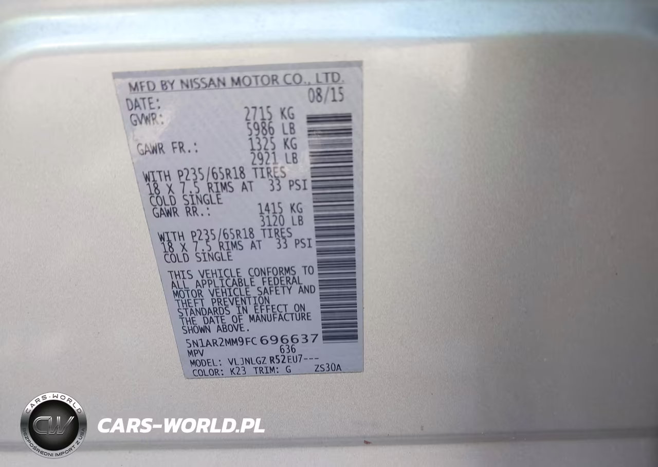 2015 Nissan Pathfinder Sl VIN:5N1AR2MM9FC696637 - 9