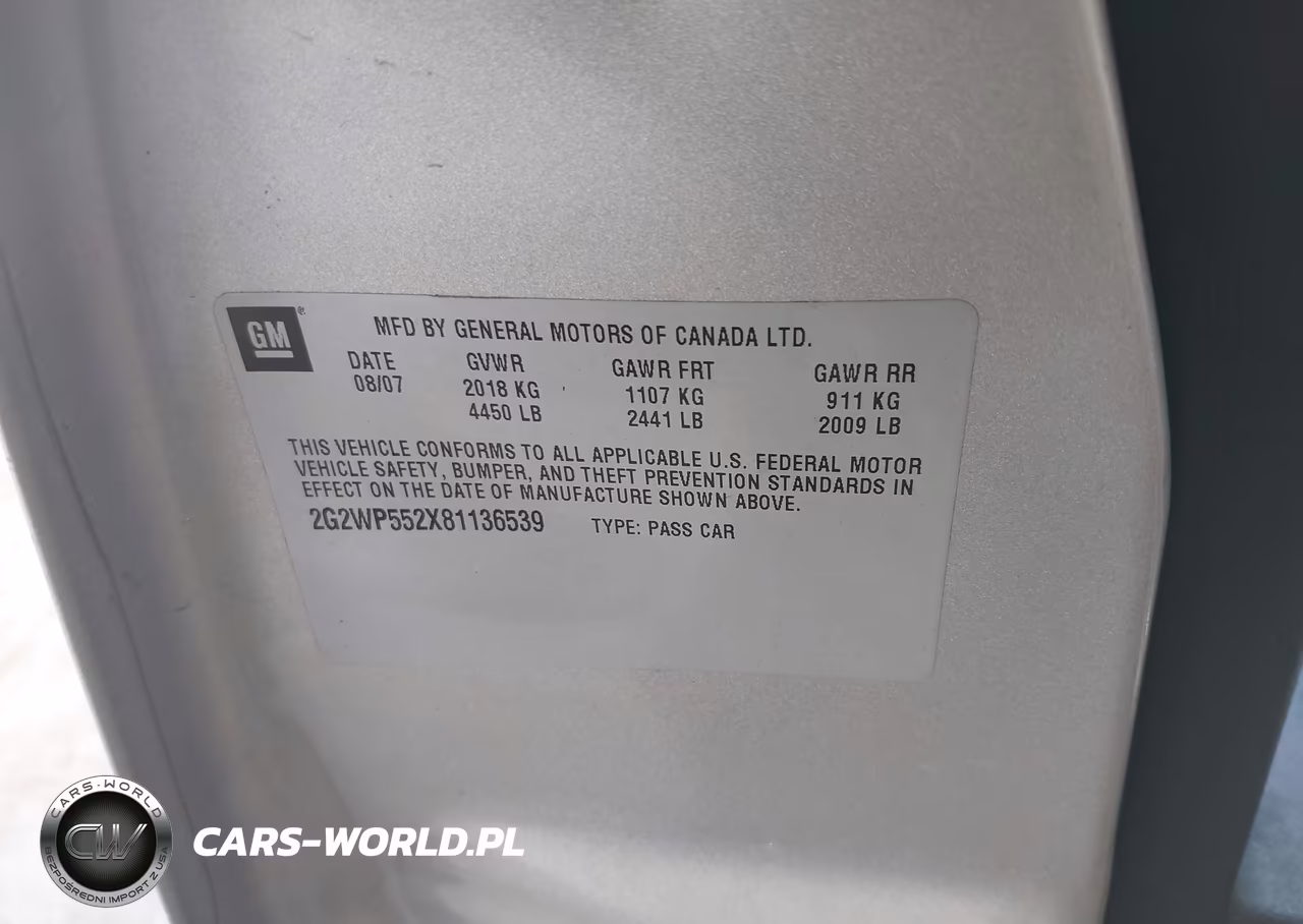 2008 Pontiac Grand Prix VIN:2G2WP552X81136539 - 9