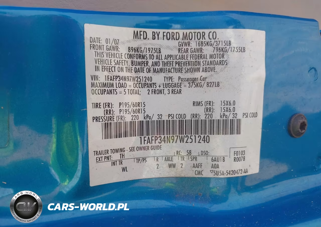 2007 Ford Focus S-Se-Ses VIN:1FAFP34N97W251240 - 9