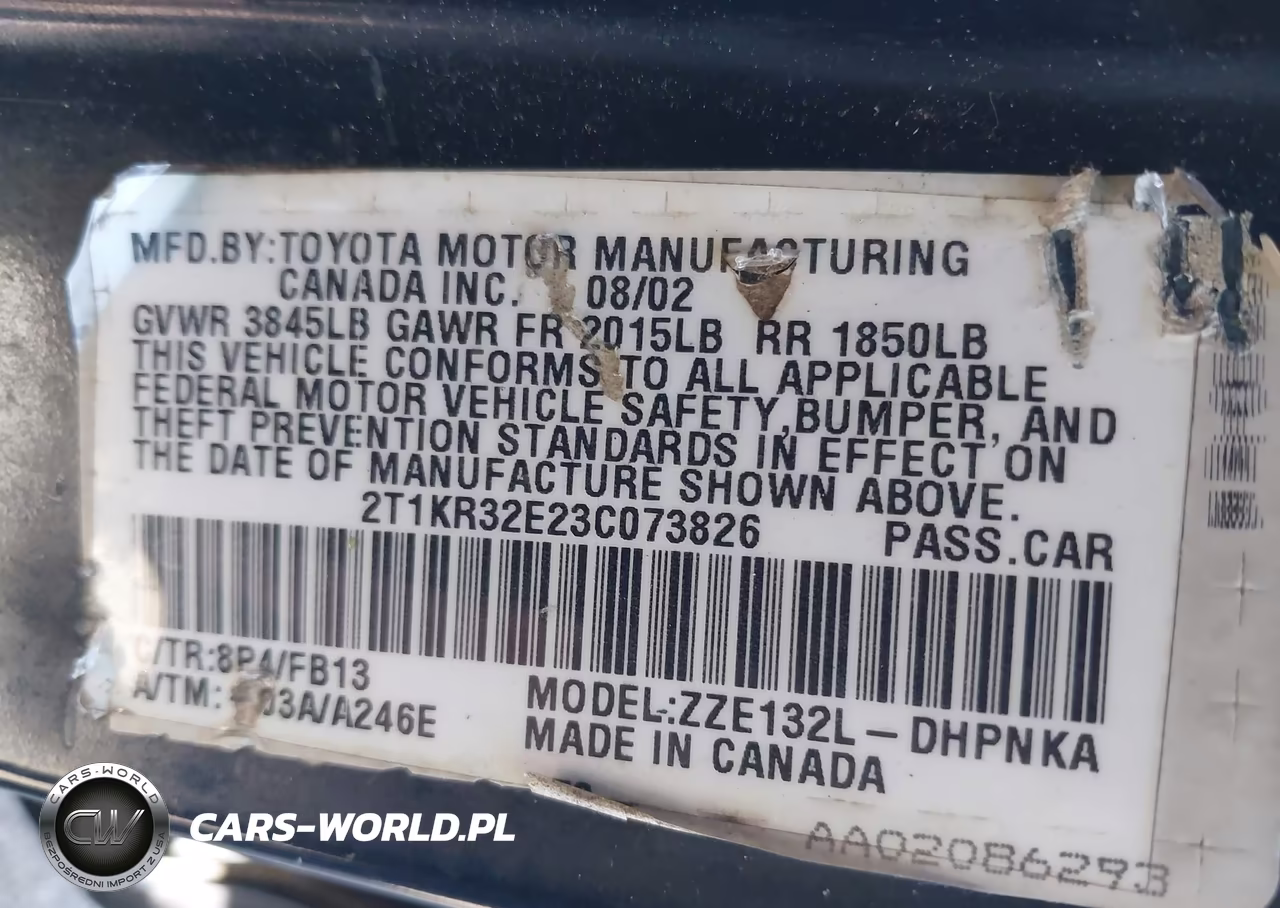 2003 Toyota Matrix Xr VIN:2T1KR32E23C073826 - 9
