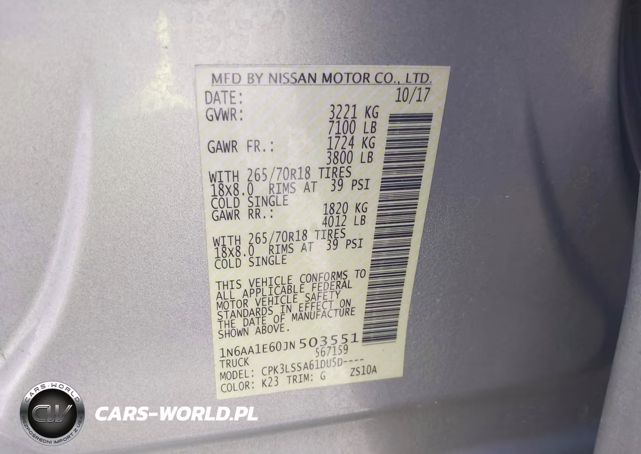 2018 Nissan Titan Sv VIN:1N6AA1E60JN503551 - 9