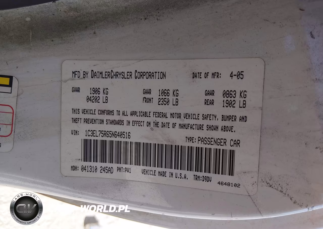 2005 Chrysler Sebring Gtc VIN:1C3EL75R65N640516 - 9