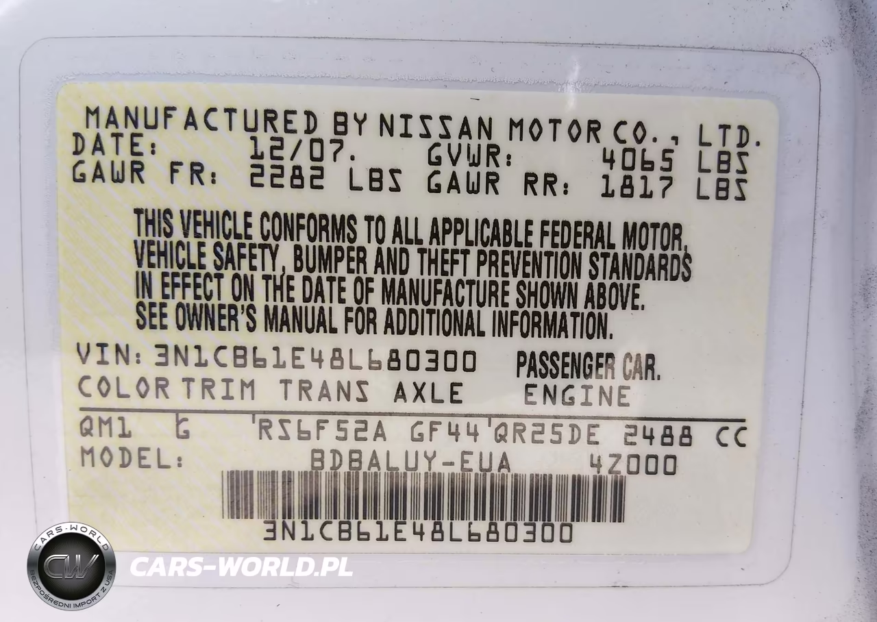 2008 Nissan Sentra Se-R Spec V VIN:3N1CB61E48L680300 - 9