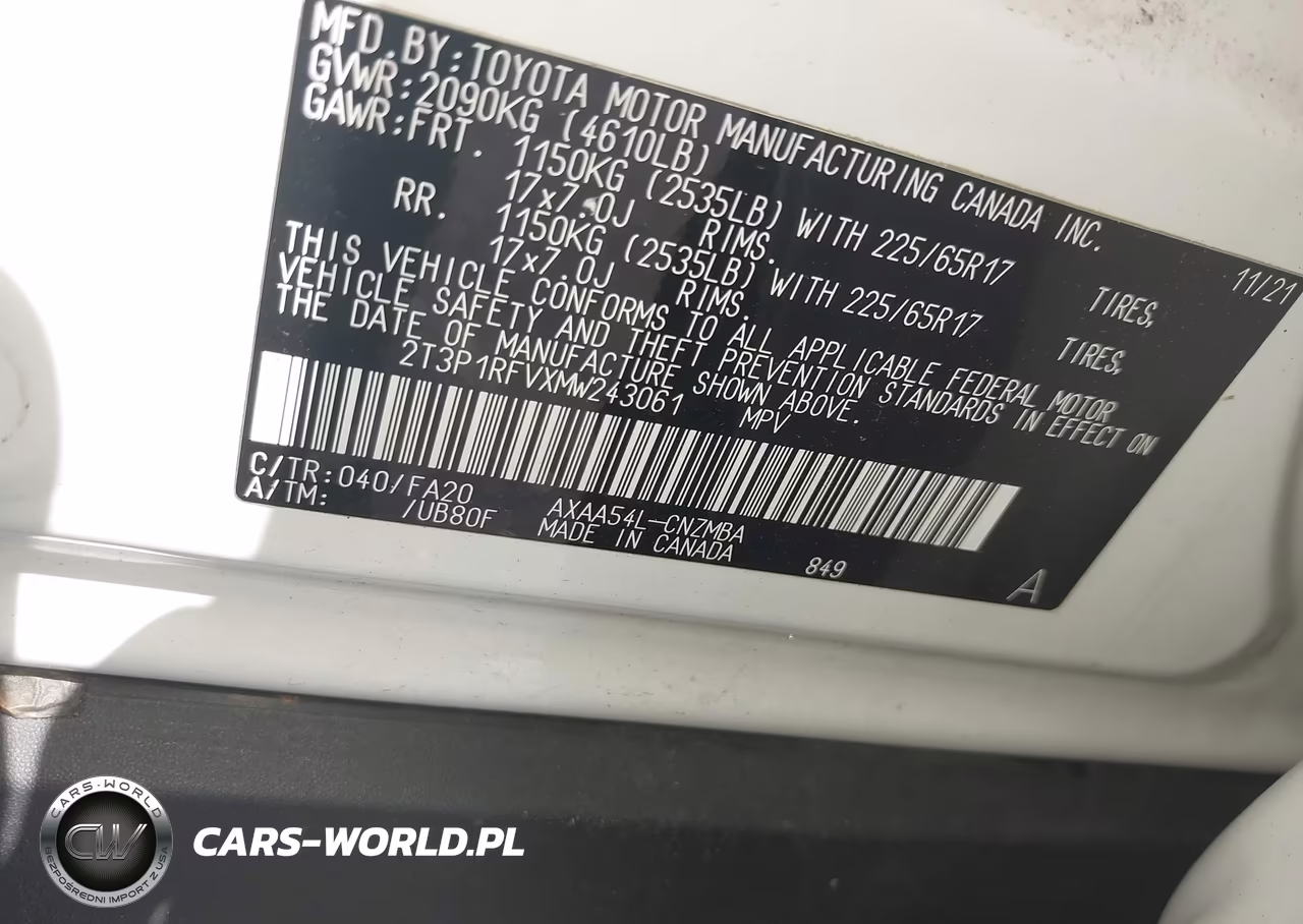 2021 Toyota Rav4 Xle VIN:2T3P1RFVXMW243061 - 9