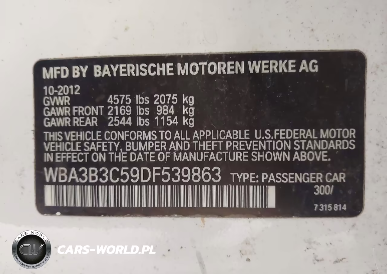 2013 BMW 328I xDrive VIN:WBA3B3C59DF539863 - 9