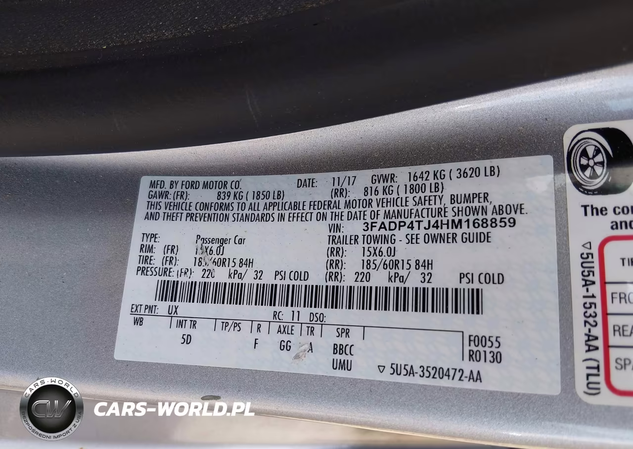 2017 Ford Fiesta S VIN:3FADP4TJ4HM168859 - 9