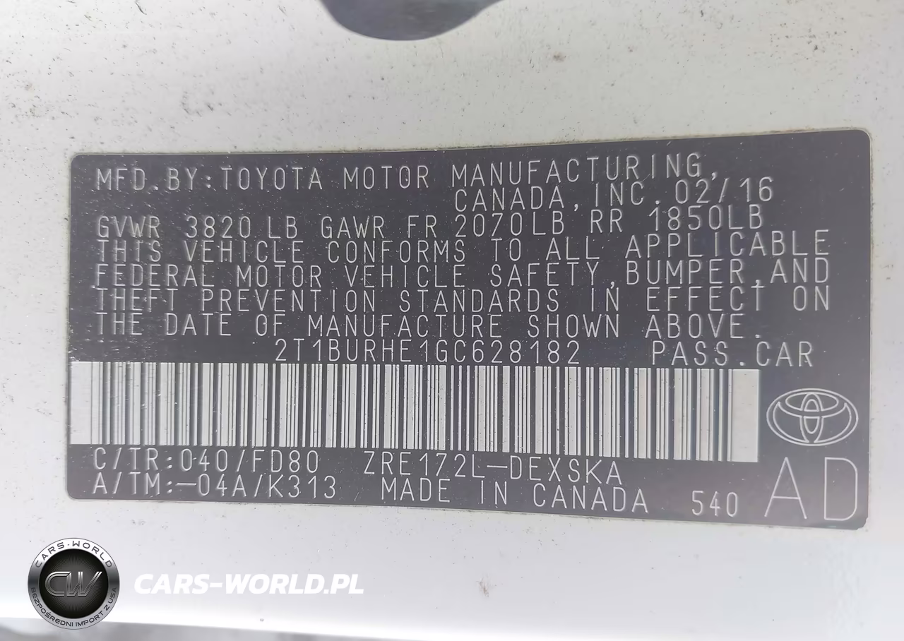 2016 Toyota Corolla S Plus VIN:2T1BURHE1GC628182 - 9