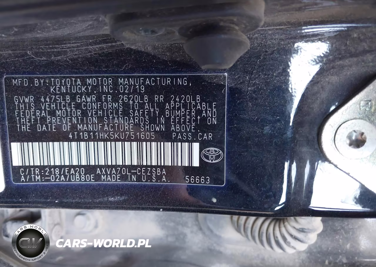 2019 Toyota Camry Se VIN:4T1B11HK5KU751605 - 9