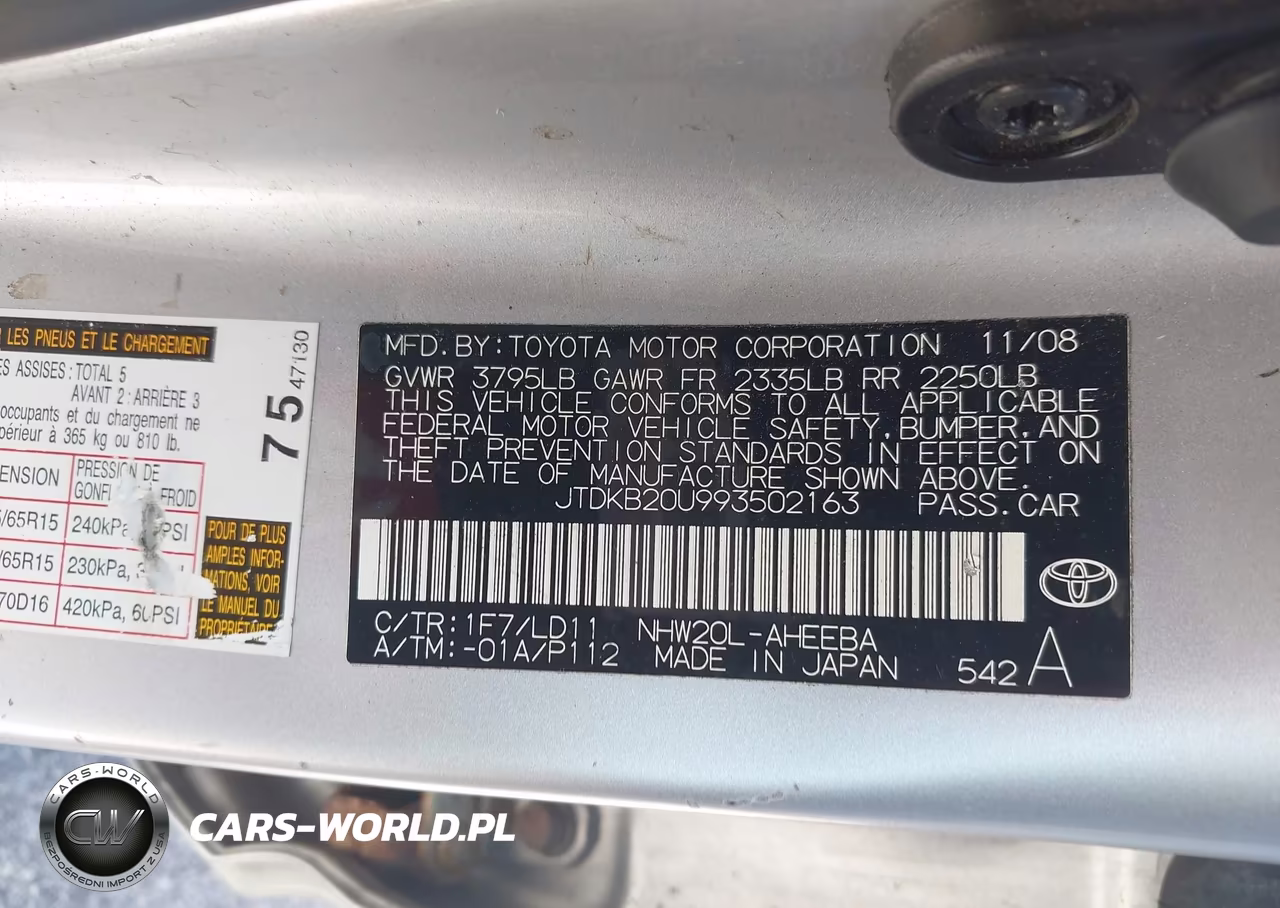 2009 Toyota Prius VIN:JTDKB20U993502163 - 9