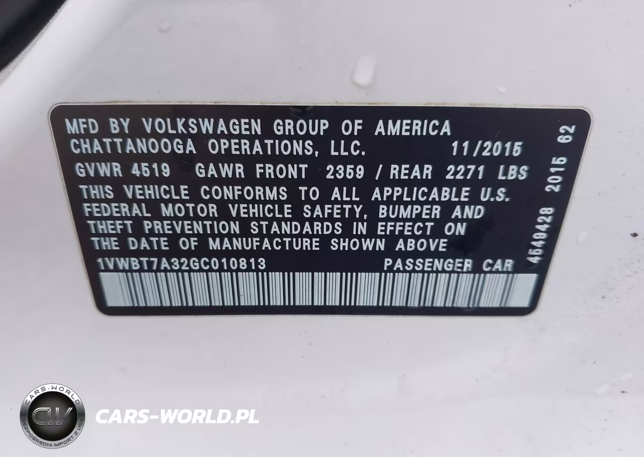 2016 Volkswagen Passat 1.8T Se VIN:1VWBT7A32GC010813 - 9