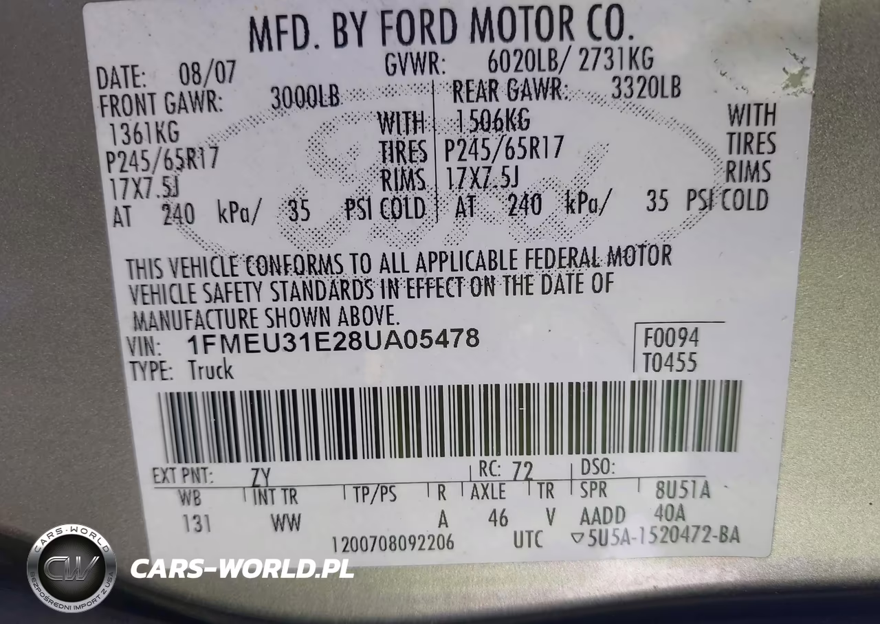 2008 Ford Explorer Sport Trac Xlt VIN:1FMEU31E28UA05478 - 9