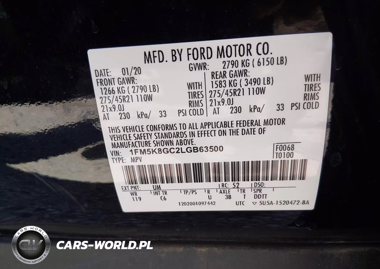 2020 Ford Explorer St VIN:1FM5K8GC2LGB63500 - 9