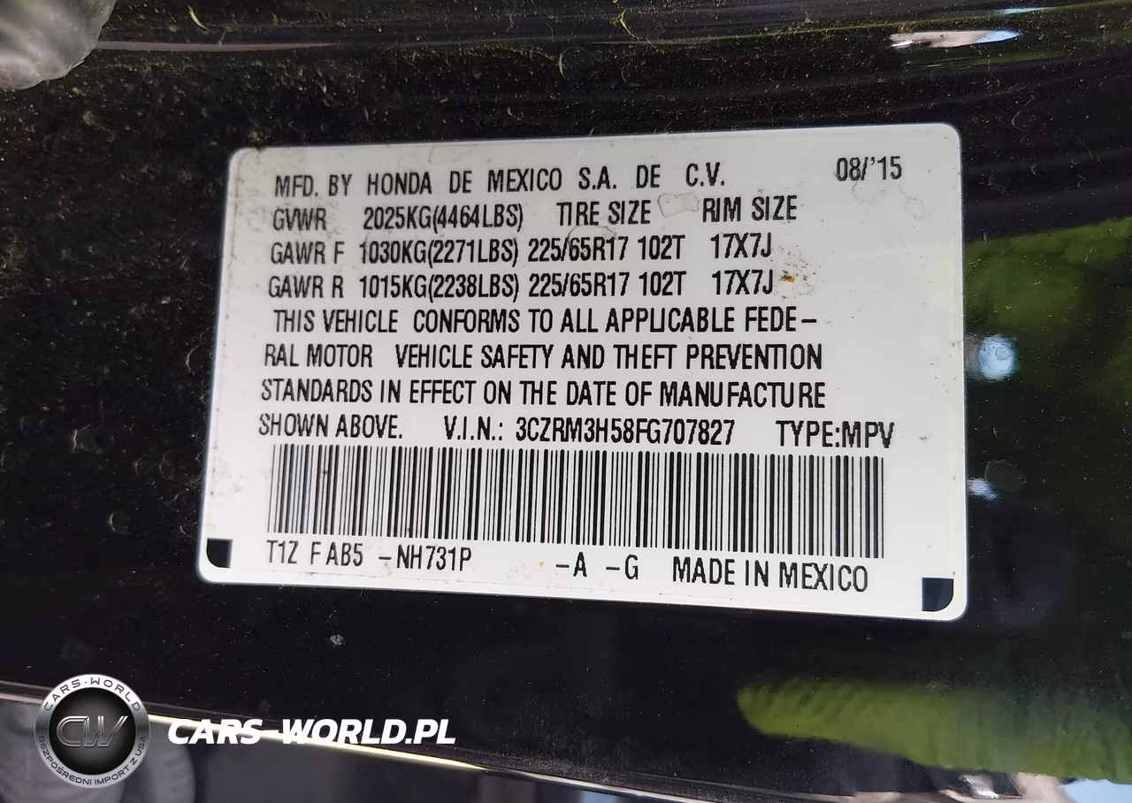 2015 Honda Cr-V Ex VIN:3CZRM3H58FG707827 - 9