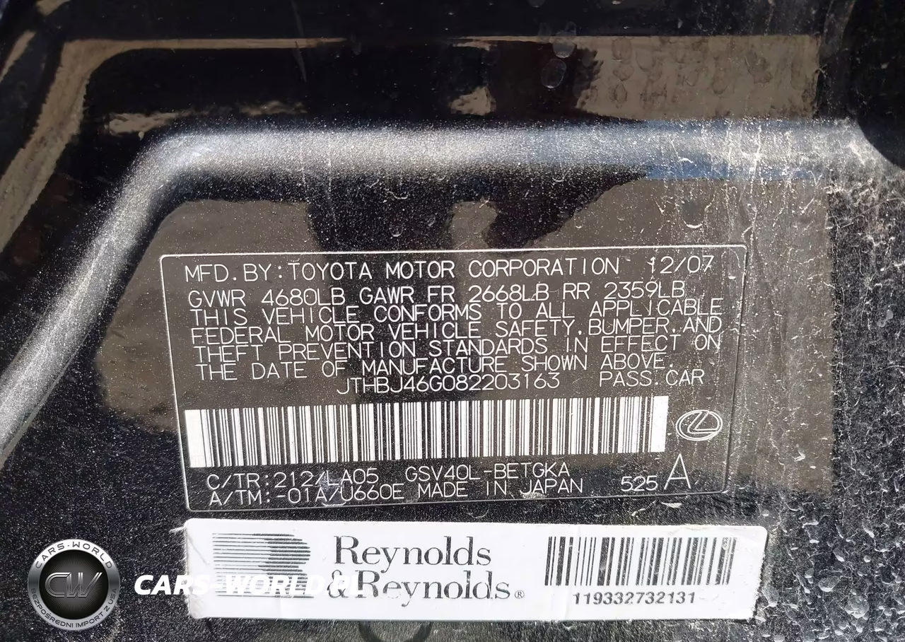 2008 Lexus Es 350 VIN:JTHBJ46G082203163 - 9