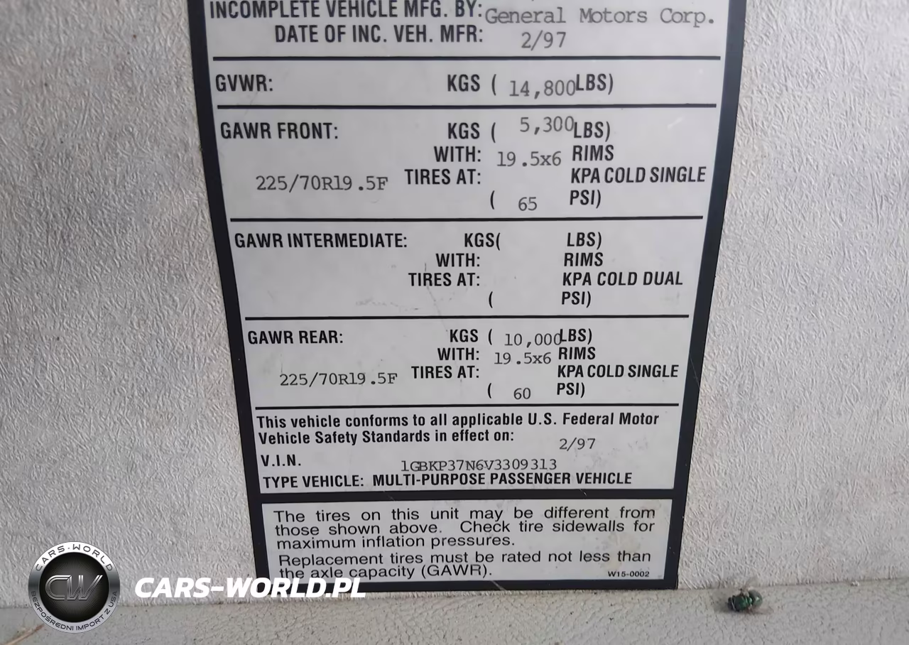 1997 Chevrolet P30 VIN:1GBKP37N6V3309313 - 9