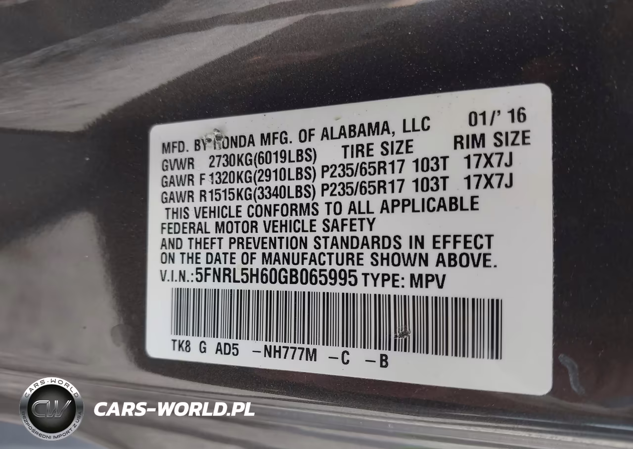 2016 Honda Odyssey Ex-L VIN:5FNRL5H60GB065995 - 9