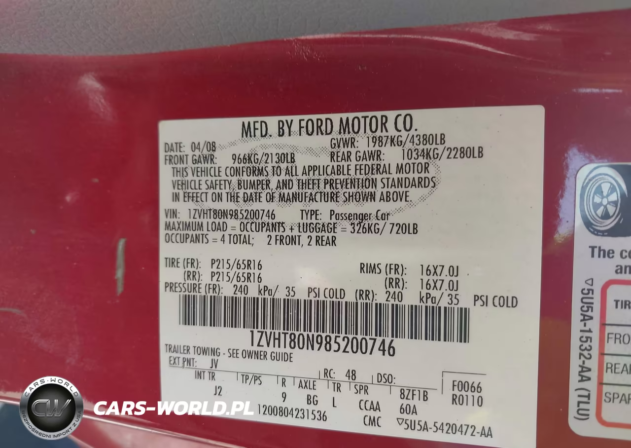 2008 Ford Mustang V6 Deluxe-V6 Premium VIN:1ZVHT80N985200746 - 9