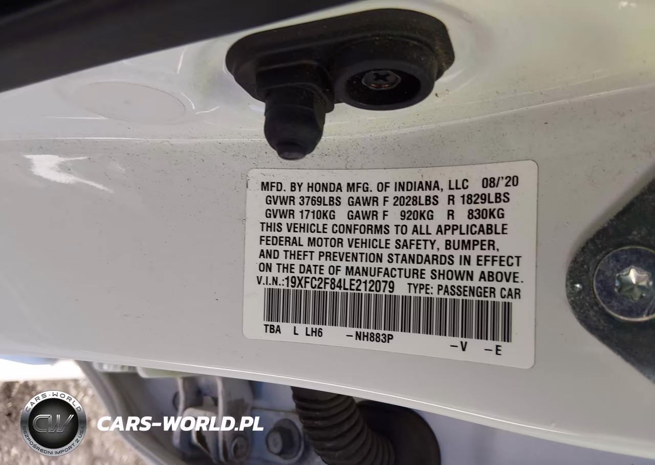 2020 Honda Civic Sport VIN:19XFC2F84LE212079 - 9