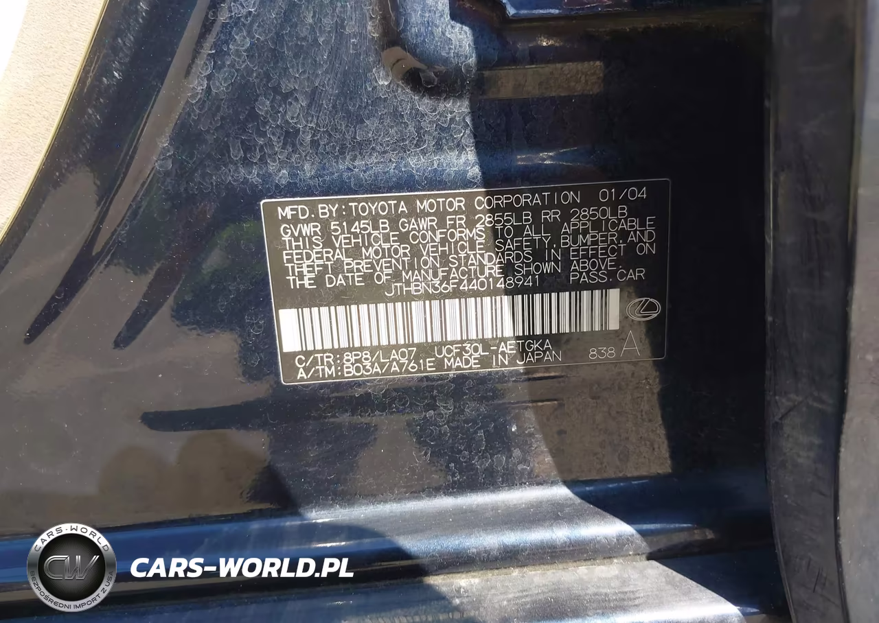 2004 Lexus Ls 430 VIN:JTHBN36F440148941 - 9