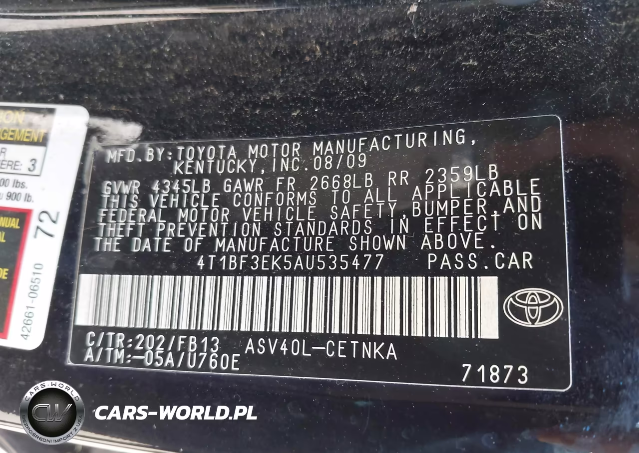 2010 Toyota Camry Le VIN:4T1BF3EK5AU535477 - 9