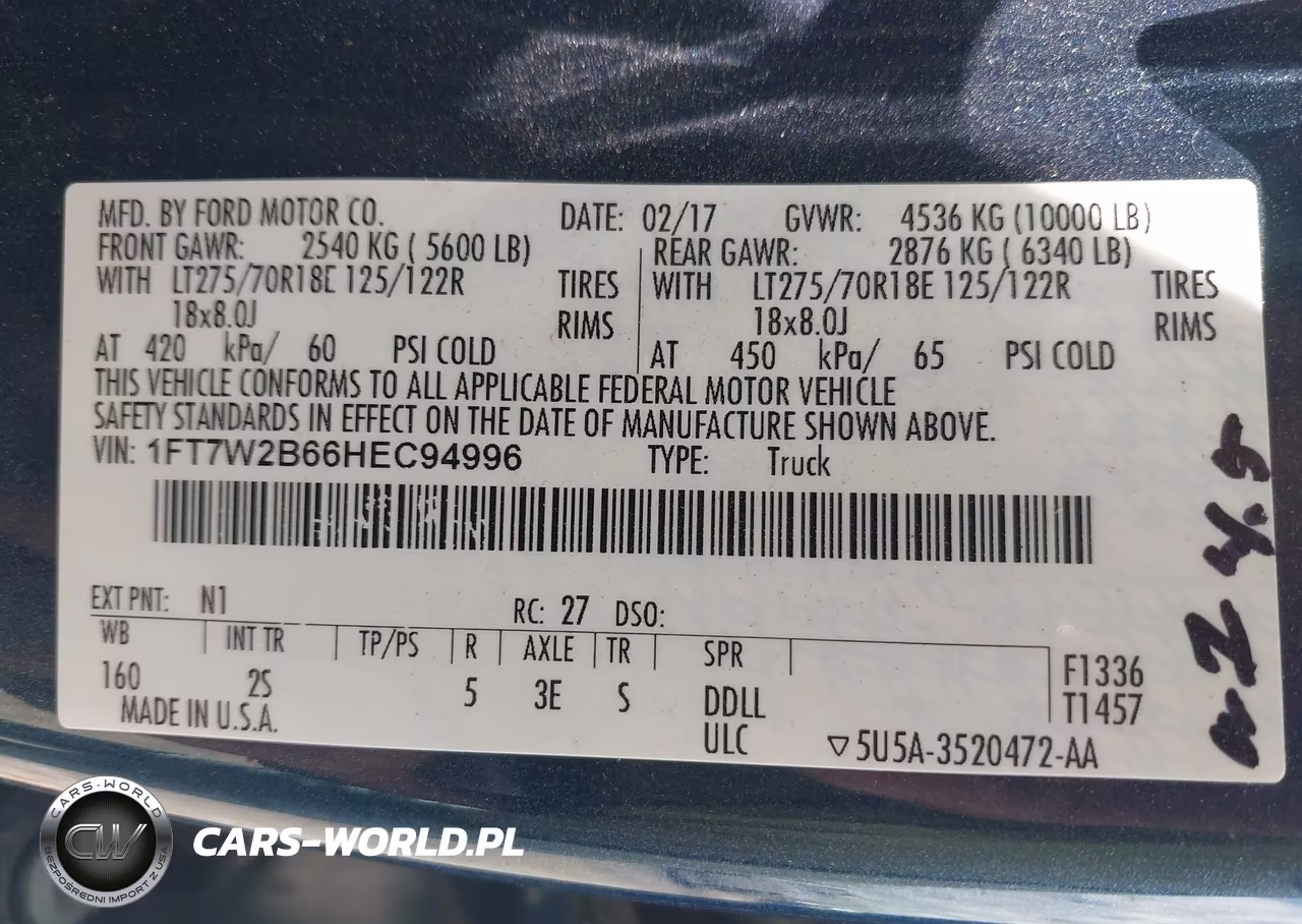 2017 Ford F-250 Xlt VIN:1FT7W2B66HEC94996 - 9