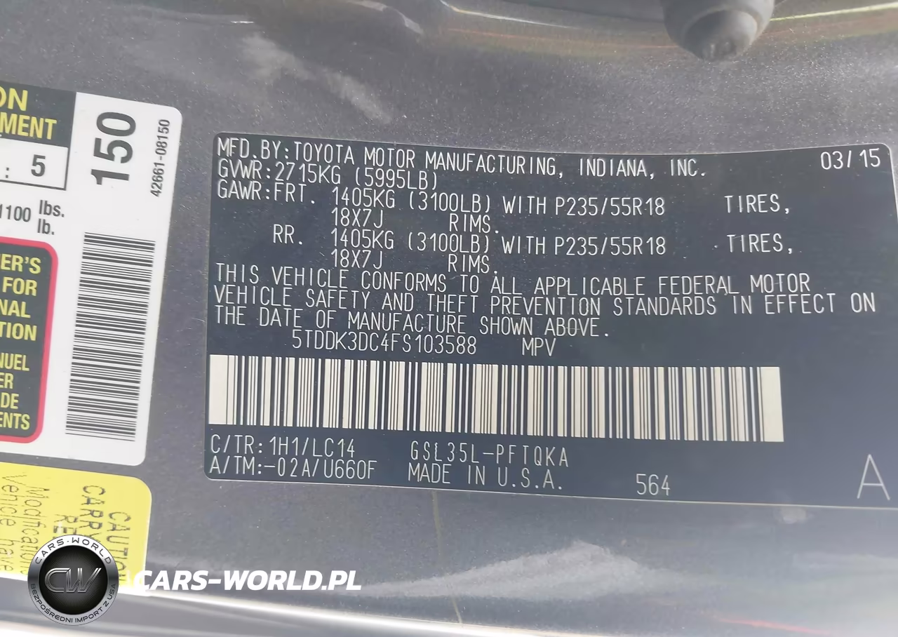 2015 Toyota Sienna Xle Premium 7 Passenger VIN:5TDDK3DC4FS103588 - 9