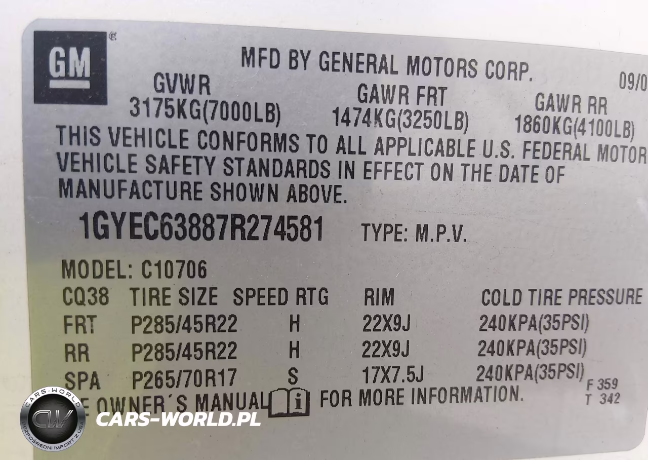 2007 Cadillac Escalade VIN:1GYEC63887R274581 - 9