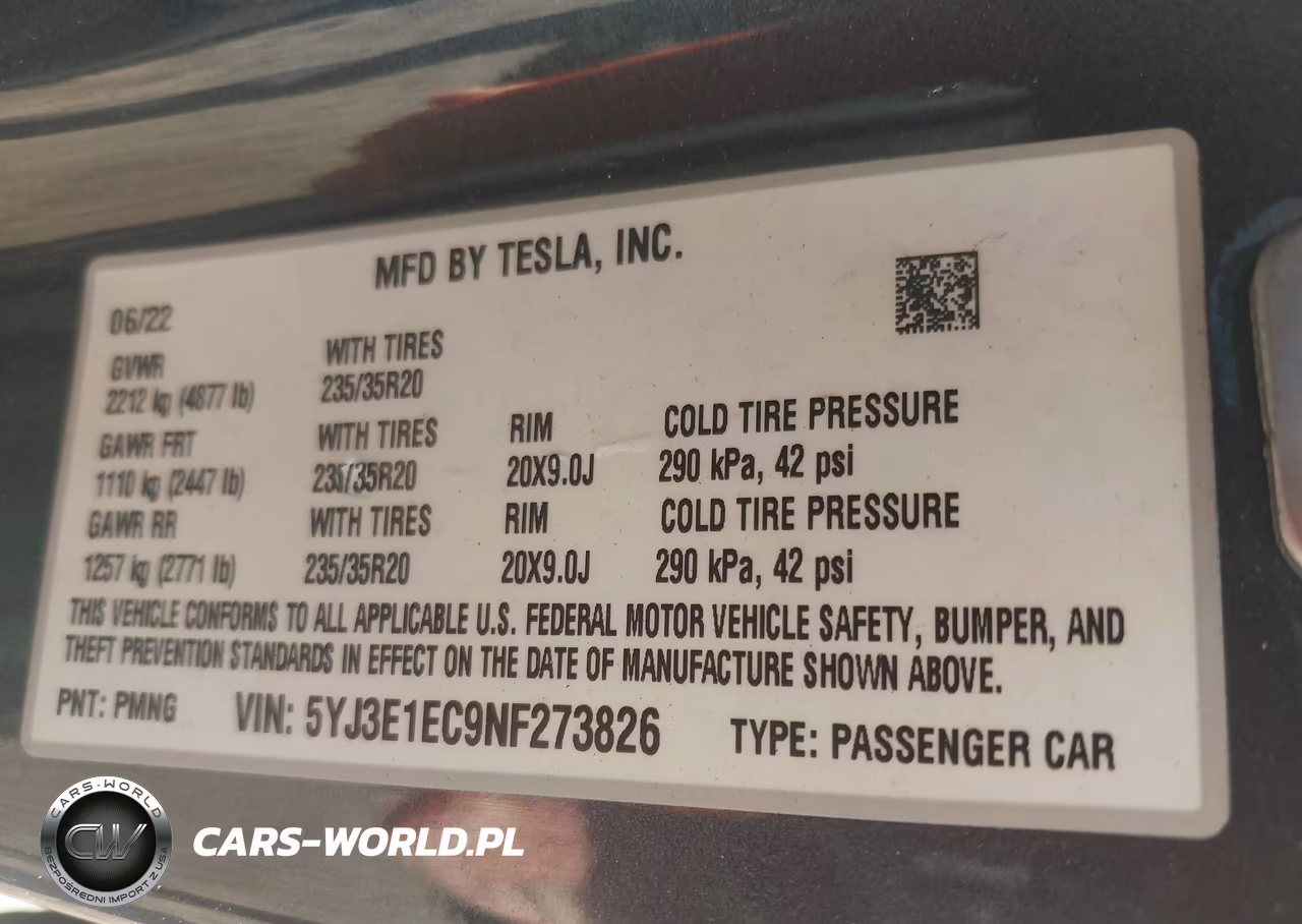 2022 Tesla Model 3 Performance Dual Motor All-Wheel Drive VIN:5YJ3E1EC9NF273826 - 9