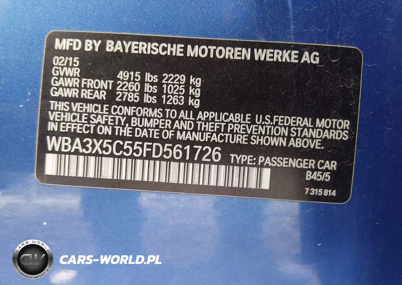 2015 BMW 328I Gran Turismo xDrive VIN:WBA3X5C55FD561726 - 9