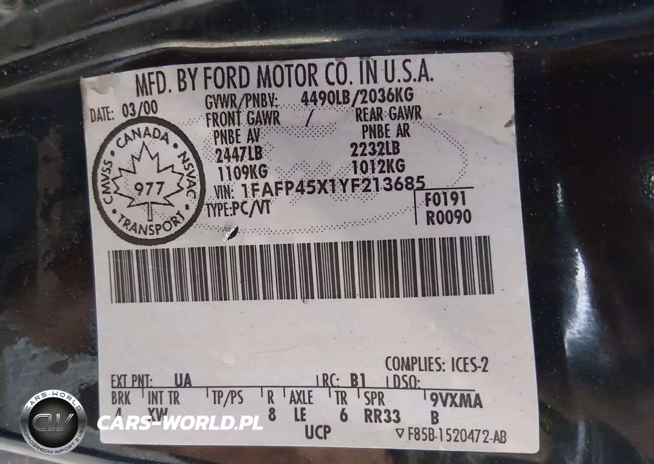2000 Ford Mustang Gt VIN:1FAFP45X1YF213685 - 9