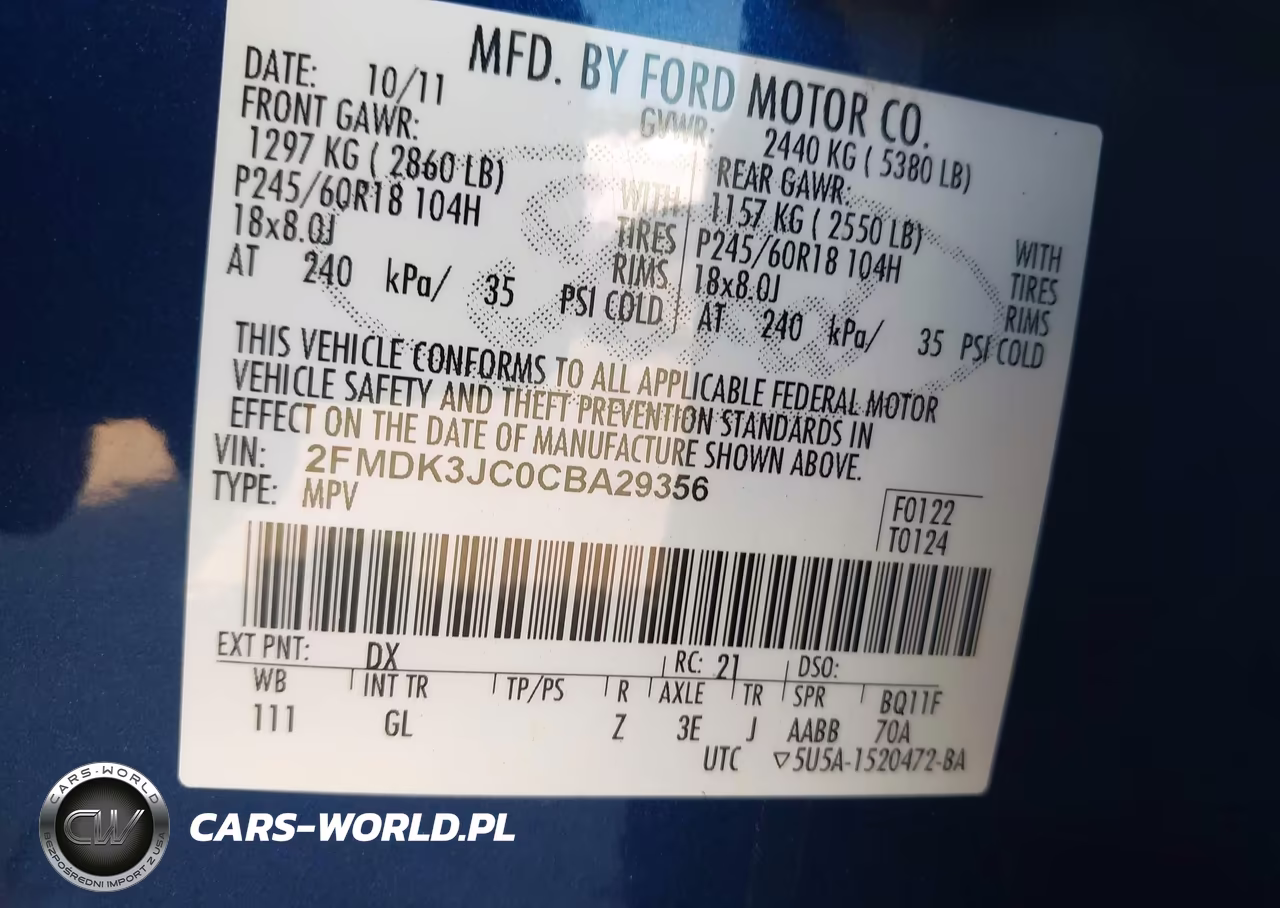 2012 Ford Edge Sel VIN:2FMDK3JC0CBA29356 - 9
