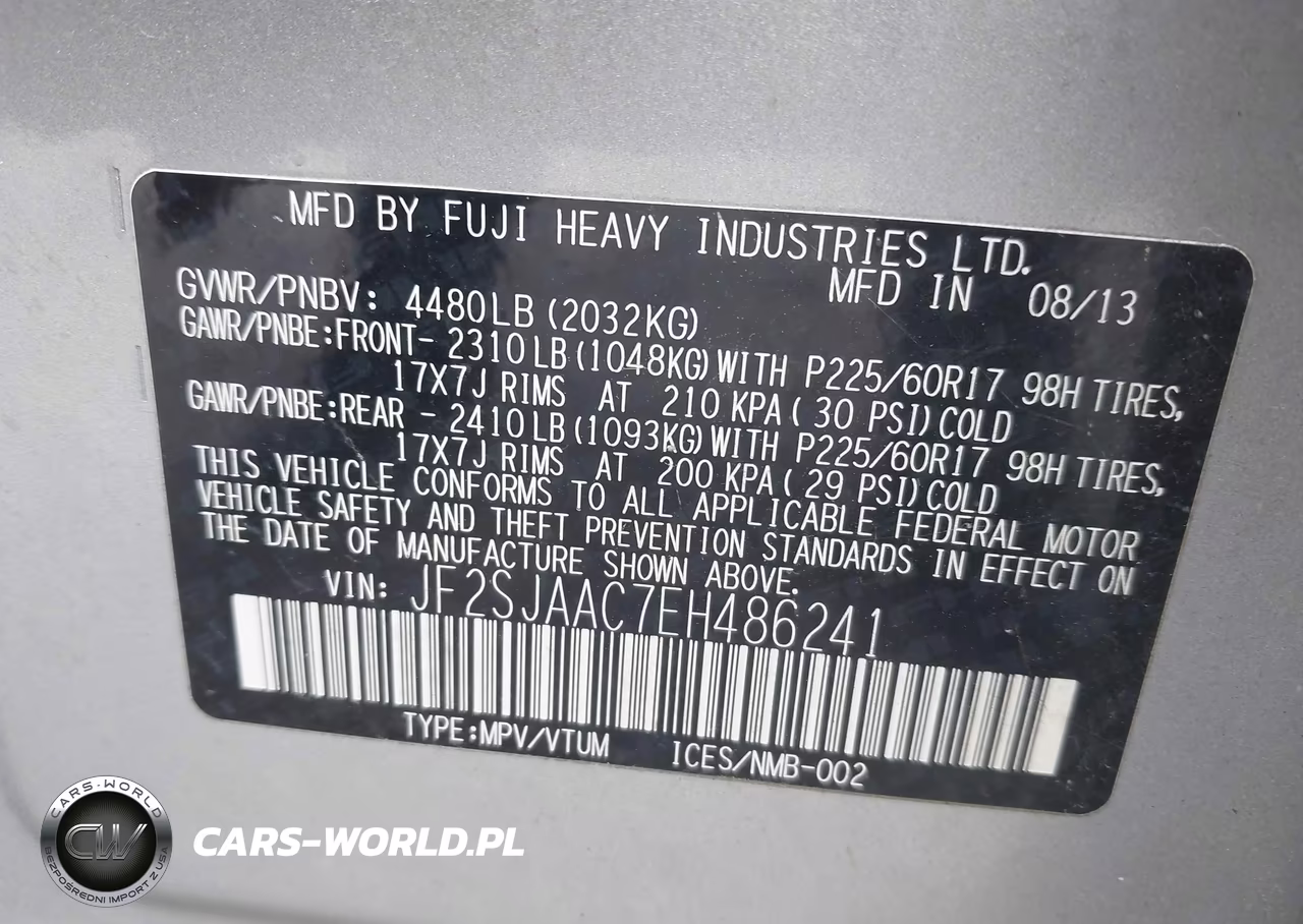 2014 Subaru Forester 2.5I VIN:JF2SJAAC7EH486241 - 9