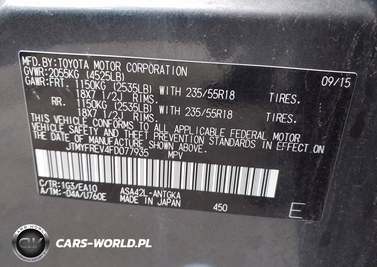 2015 Toyota Rav4 Limited VIN:JTMYFREV4FD077935 - 9